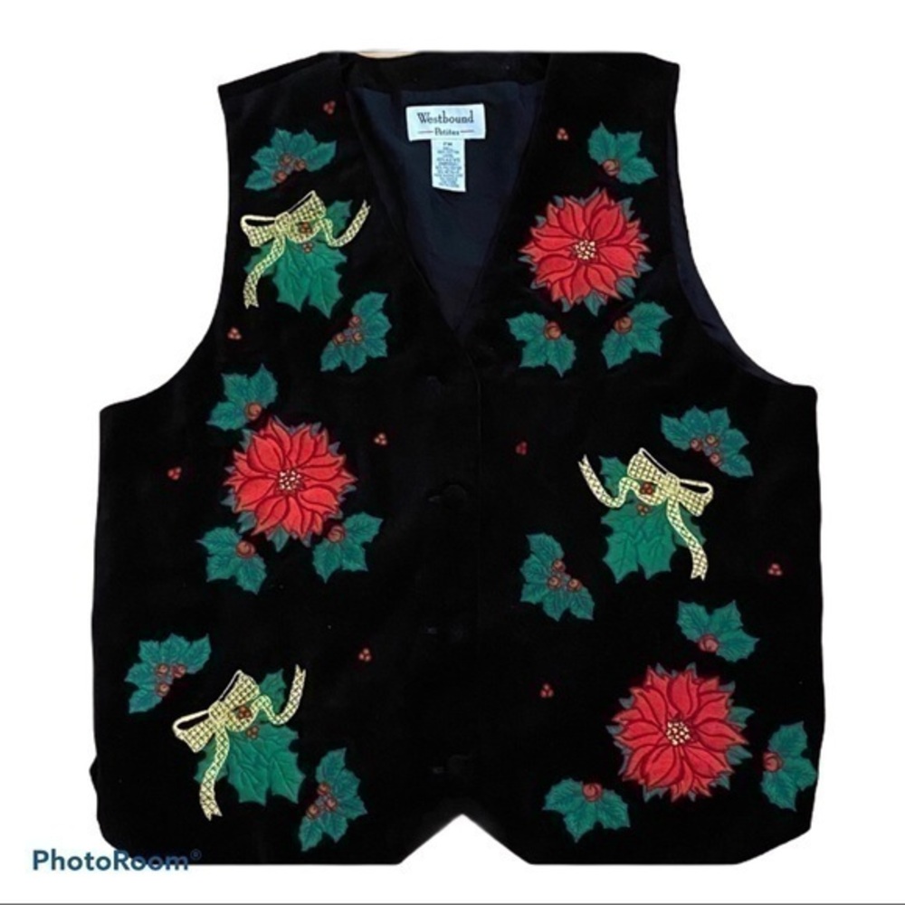 Women’s Christmas Vintage Velvet Vest by Westbound Size MP
